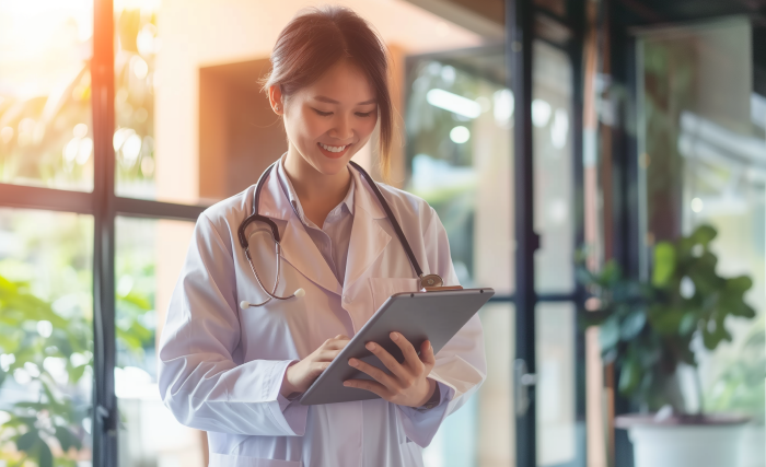 Dokter sedang memeriksa hasil diagnosis pasien